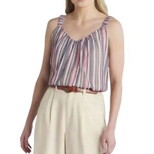 Nine Britton Levie Muted Stripe Puff Strap Tank N0256